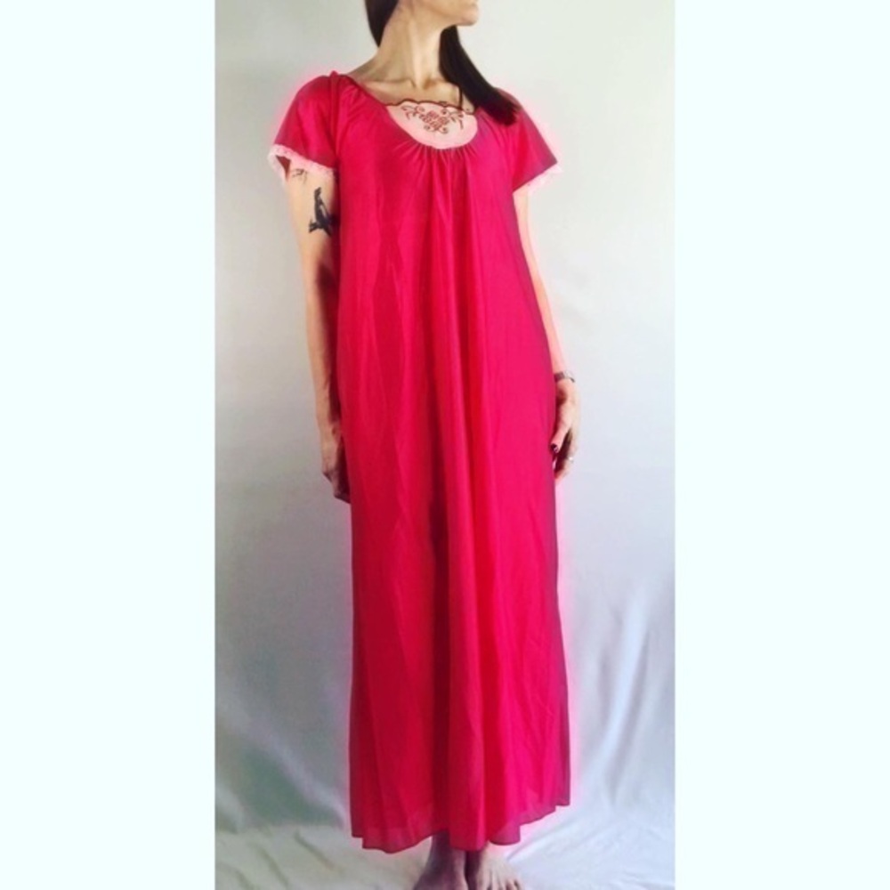 Vintage Miss Diva Hot Pink Maxi Nightgown